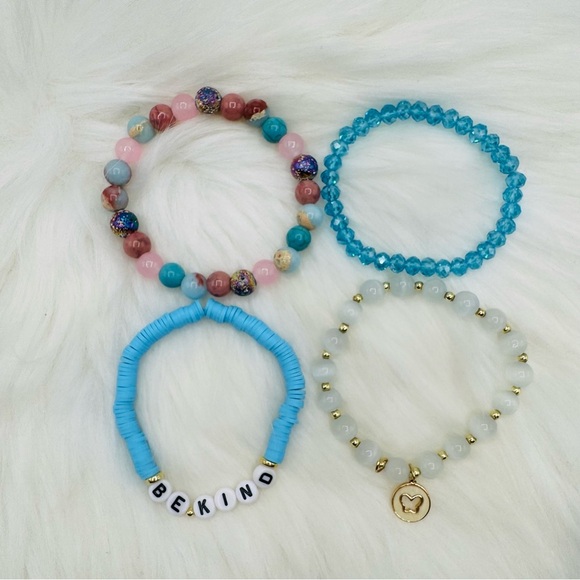 “Be Kind” Arm Candy Beaded Bracelet - Blue theme - Picture 3 of 6